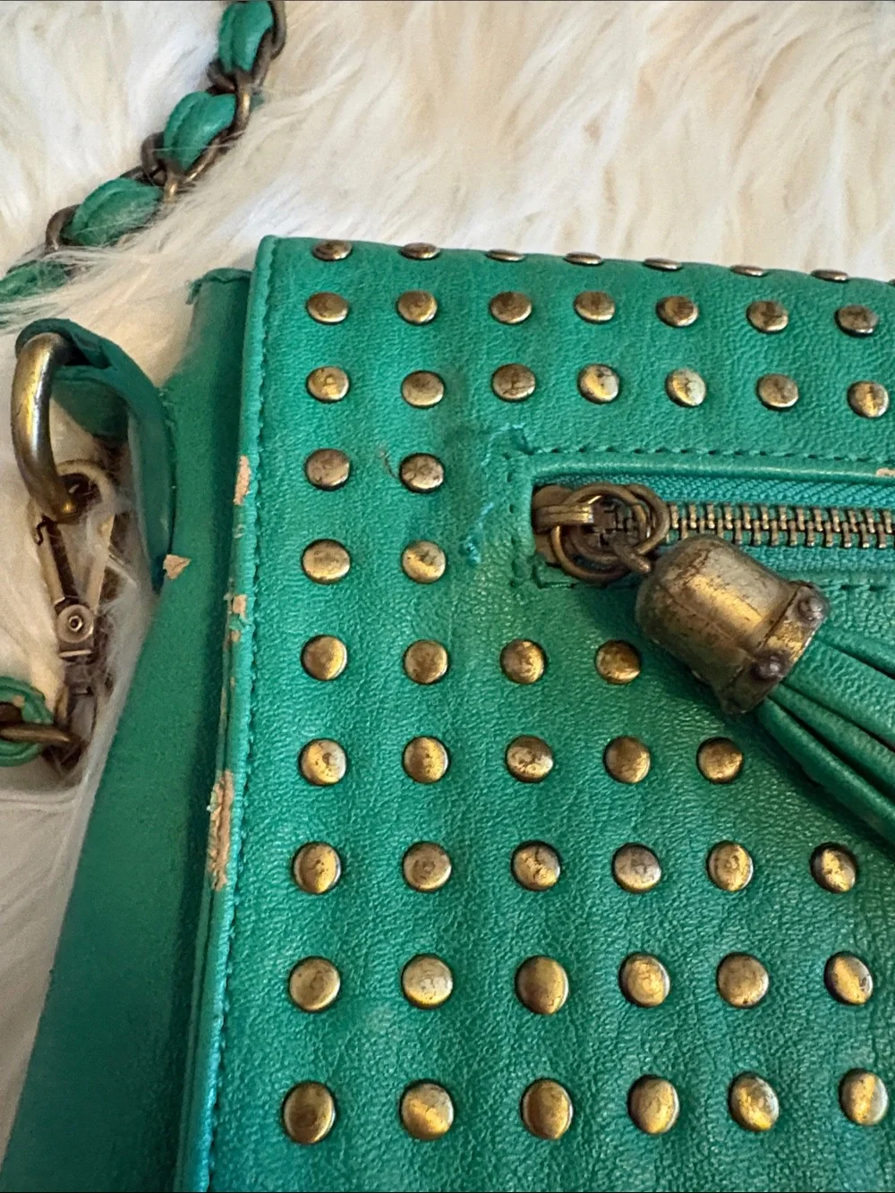 Urban Expressions Emerald Green Studded Crossbody Bag